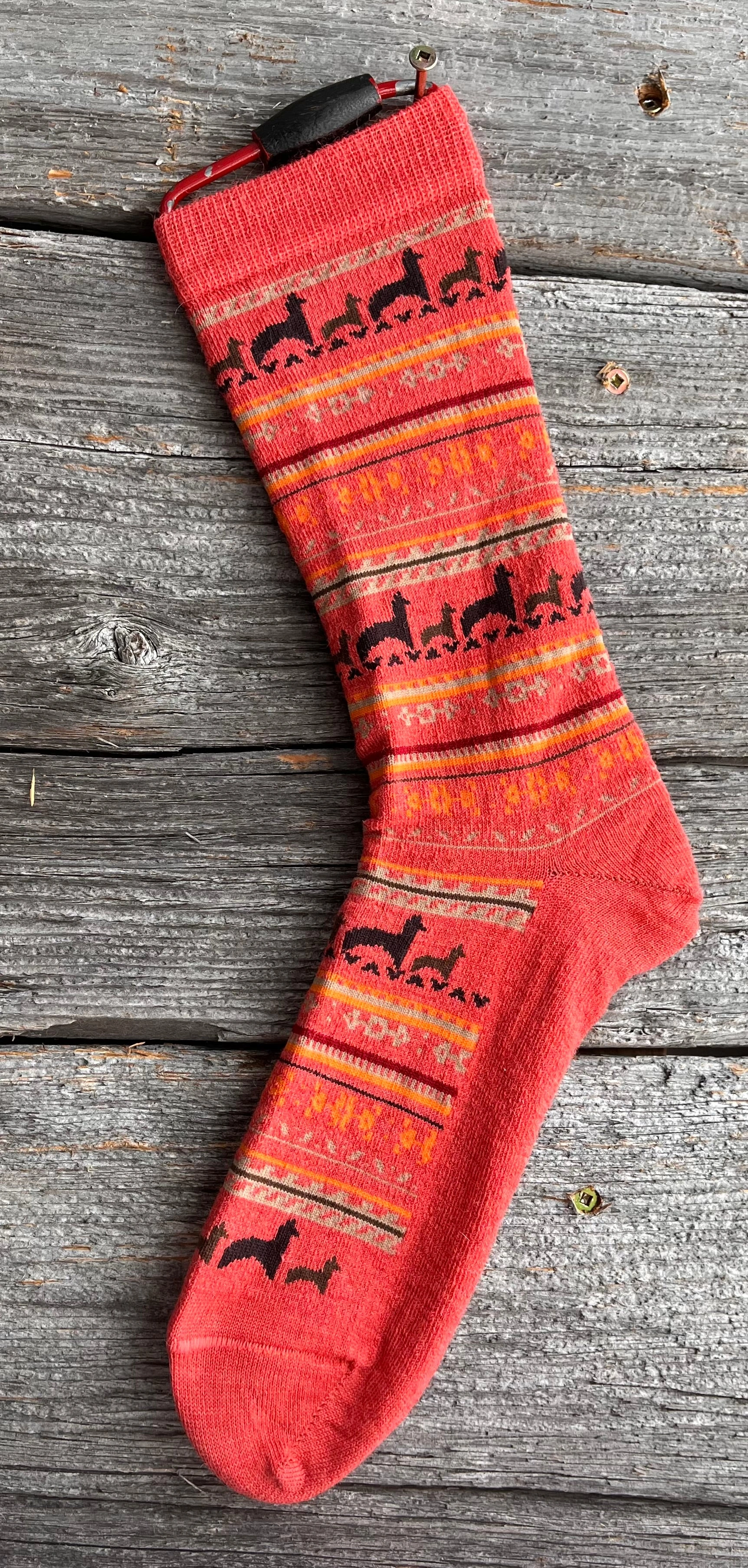 Cozy Alpaca Socks in Sunset Coral Vibes
